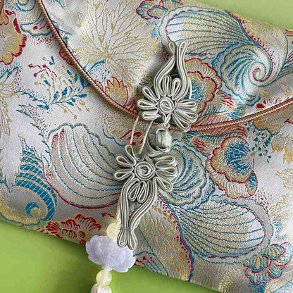 Silk Brocade Peony Pouch