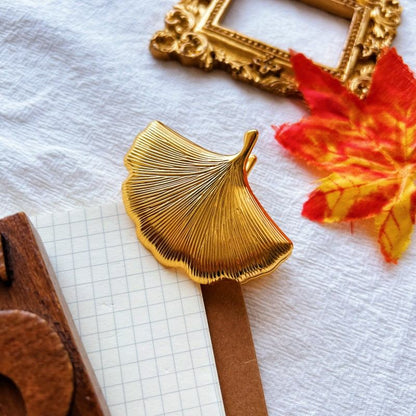 Golden Ginkgo Brass Paper Clip
