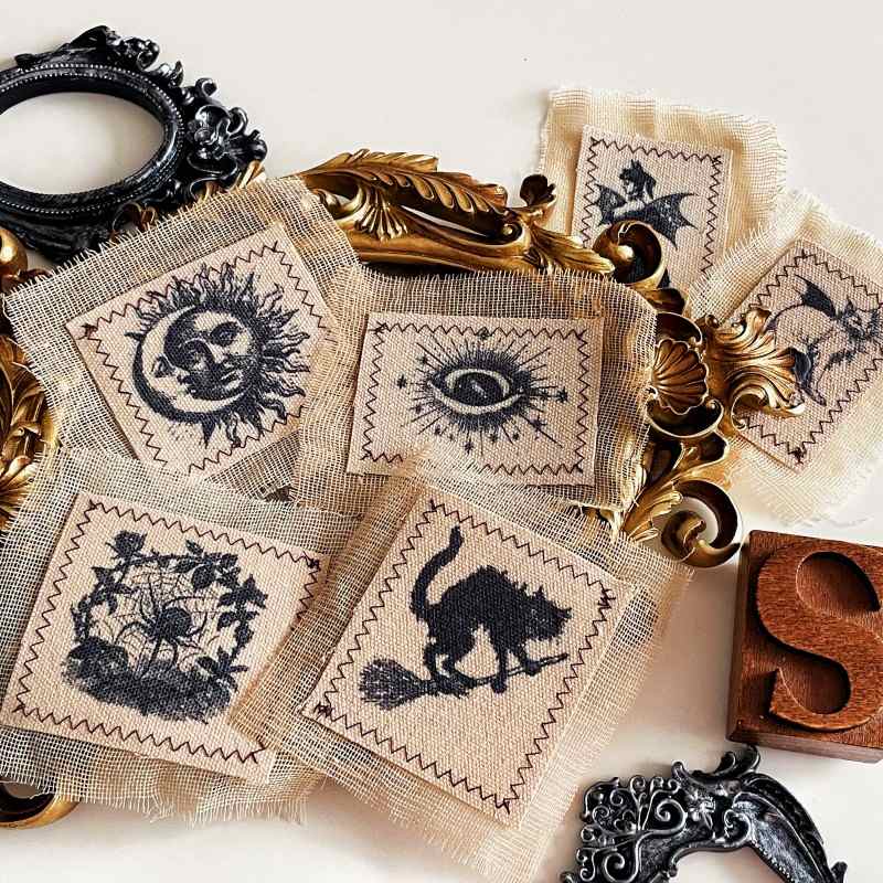 Witchy Relics Burlap Fabric Patch 6PCS