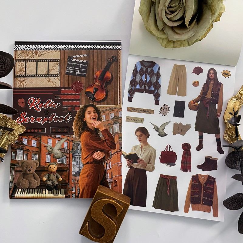 Retro Scrapbook Sticker Book 20Sheets