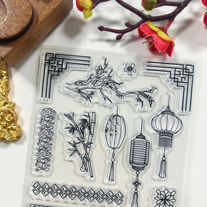 Oriental Border Clear Stamp