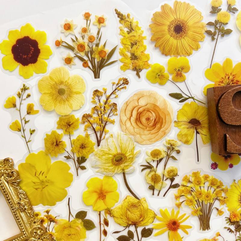 Soft Yellow Flowers Sticker 50PCS