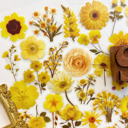 Soft Yellow Flowers Sticker 50PCS