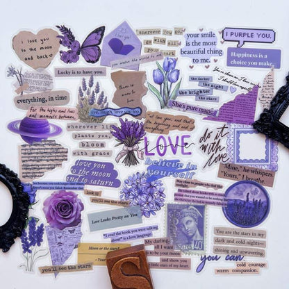 Purple Poetry Sticker 50PCS