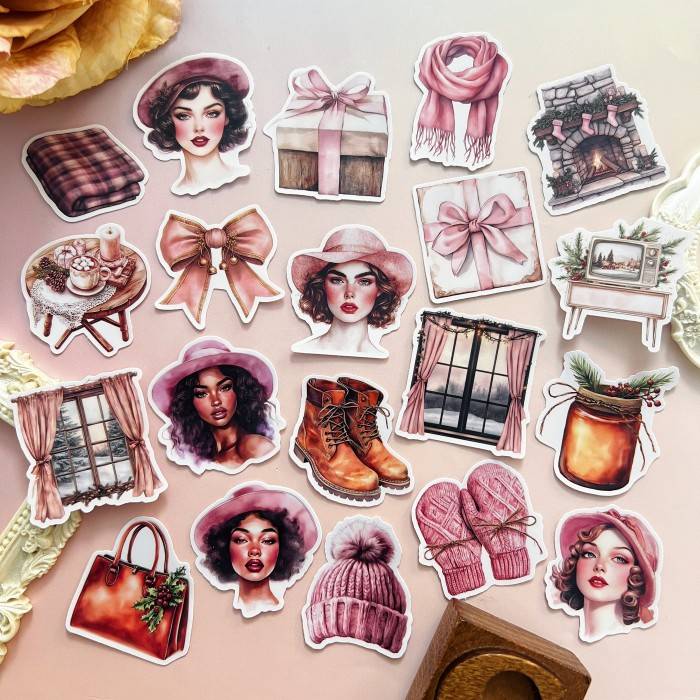 Vintage Pink Lady Sticker 20PCS