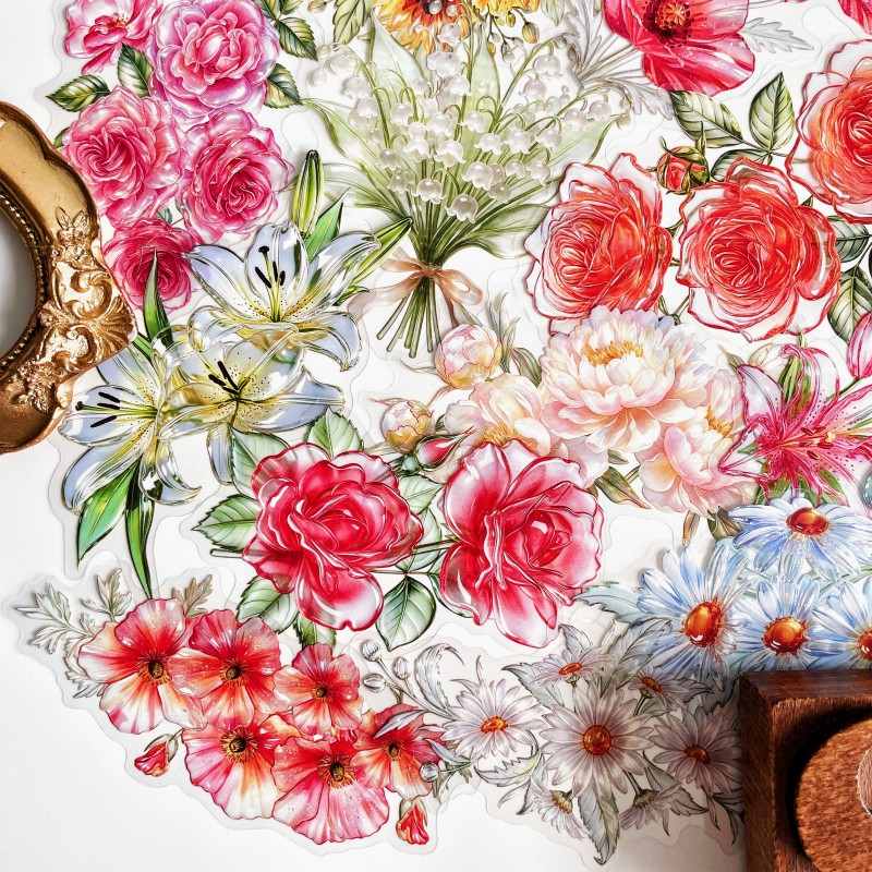 Iridescent Floral Sticker 30PCS