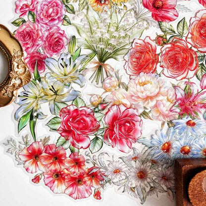 Iridescent Floral Sticker 30PCS