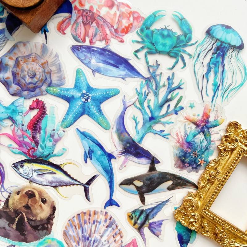 Blue Fauna Sticker 50PCS
