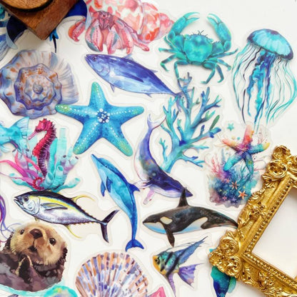 Blue Fauna Sticker 50PCS