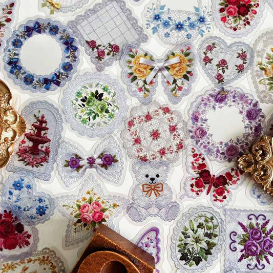 Sheer Floral Sticker 60PCS