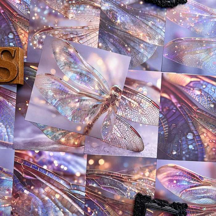 Dragonfly Wings Collage Paper 12Sheets