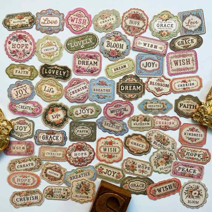Flowers Embroider Sticker 60PCS