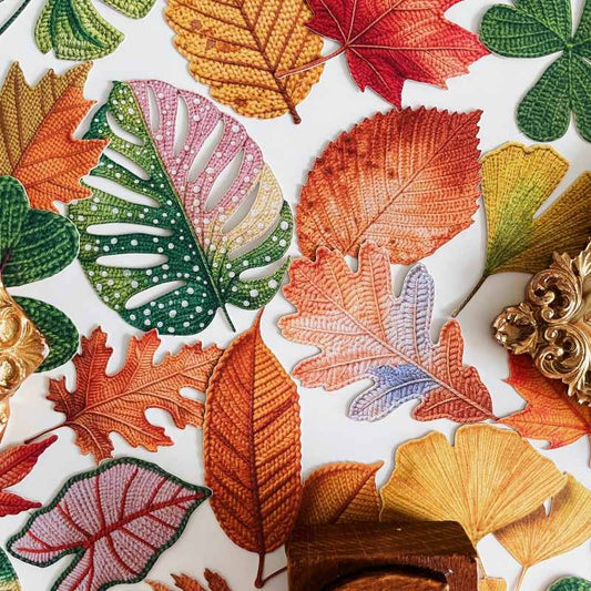 Knitted Autumn Leaves Sticker 60PCS
