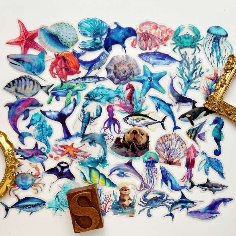 Blue Fauna Sticker 50PCS