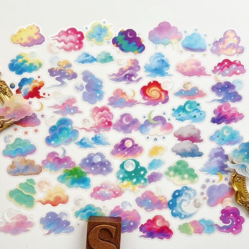 Watercolor Clouds Sticker 56PCS