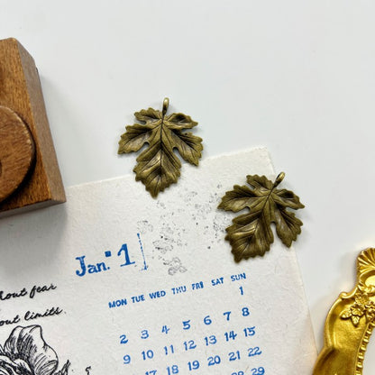 Bronze Leaf Charm 2PCS