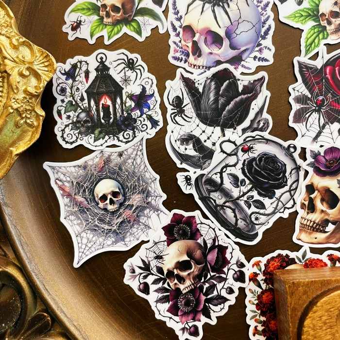 Skull Rose Cobweb Sticker 20PCS