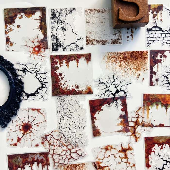 Mottled Rust Cracking Sticker 60PCS