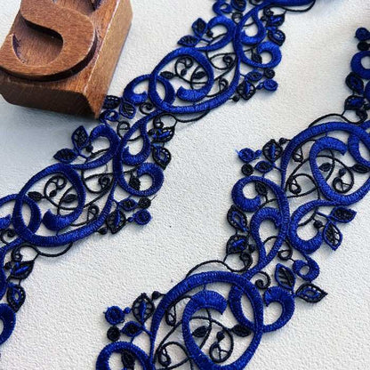 Midnight Vine Embroidered Lace Trim