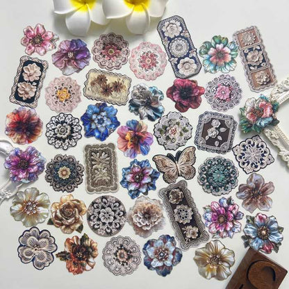 Vintage Lace Blossoms Sticker 40PCS