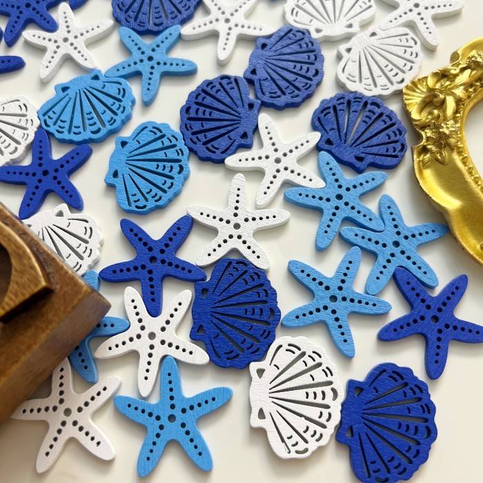 Starfish Tale Wood Buttons 50PCS