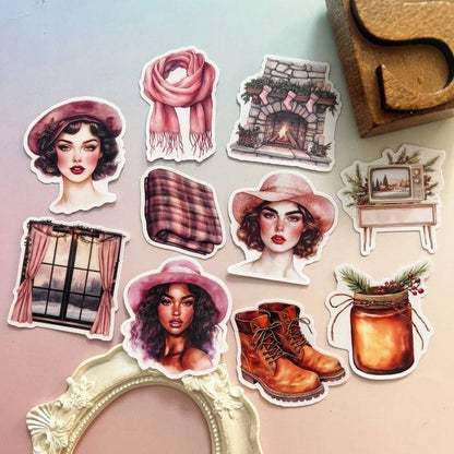 Vintage Pink Lady Sticker 20PCS