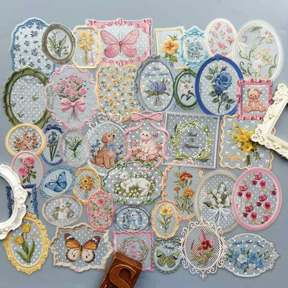 Lace Floral Frame Sticker 40PCS