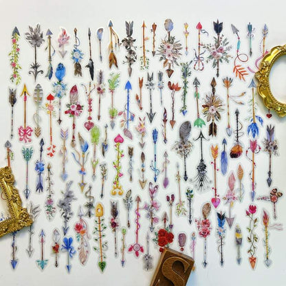 Retro Feather Trace Sticker 90PCS