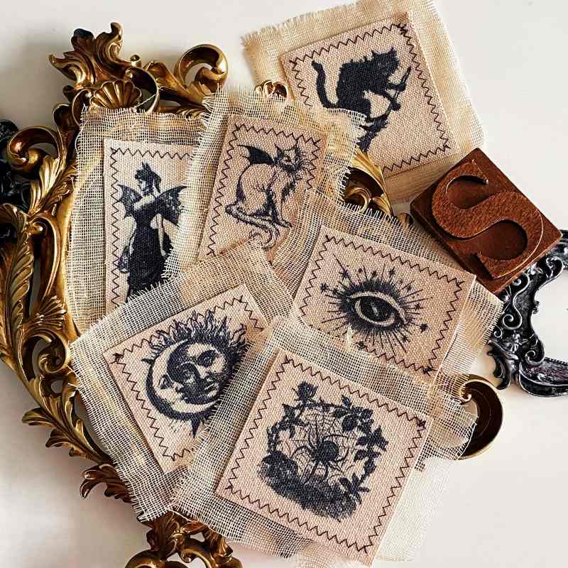 Witchy Relics Burlap Fabric Patch 6PCS