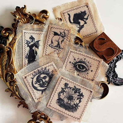 Witchy Relics Burlap Fabric Patch 6PCS