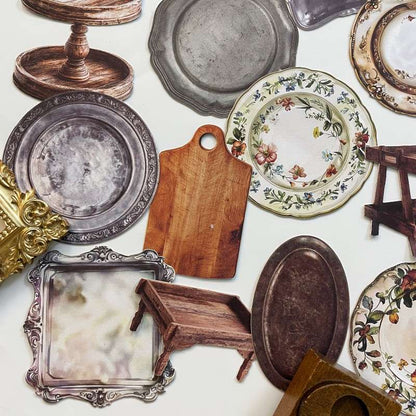 Antique Dinner Plate Sticker 30PCS