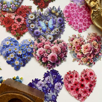 Heart Flower Sticker 48PCS
