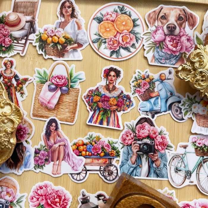 Peony Girl Sticker 20PCS