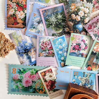 Oil Flower Stamp Sticker 50PCS