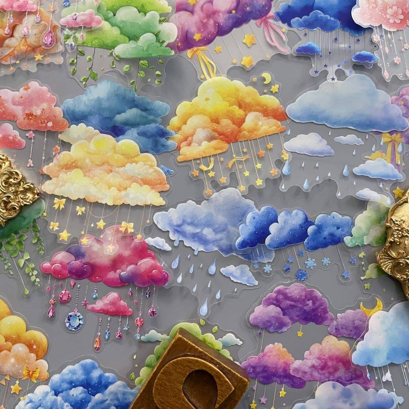 Pastel Clouds Sticker 60PCS