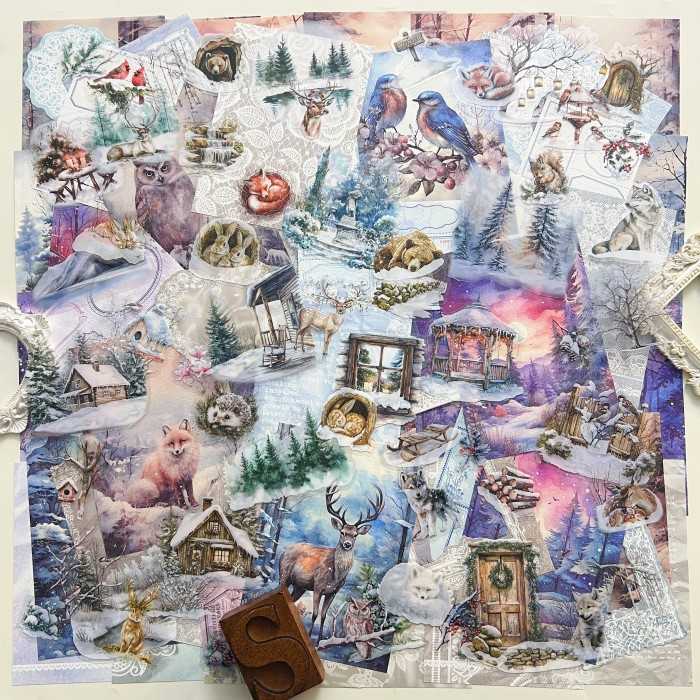 Frosted Wilderness Ephemera Mystery Kit 155PCS