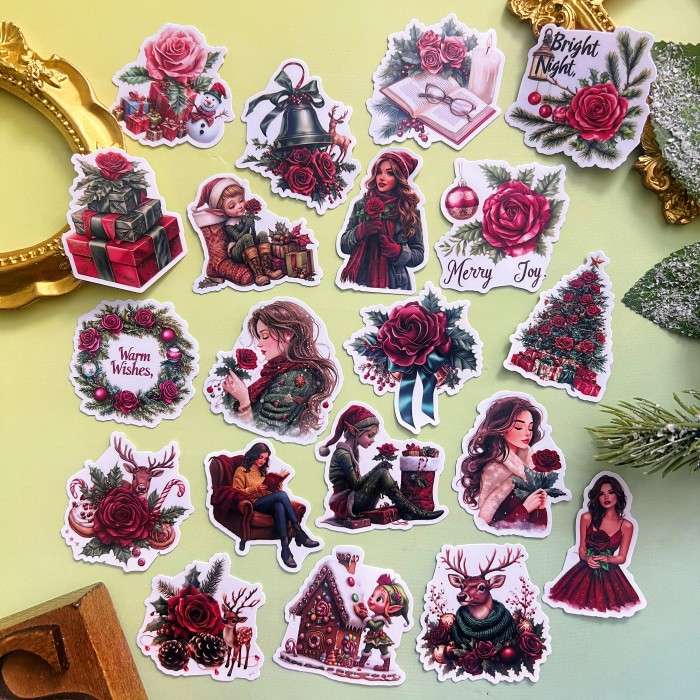 Rose Christmas Sticker 20PCS