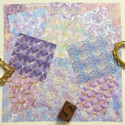 Blue Violet Patterns Collage Paper 24 Sheets