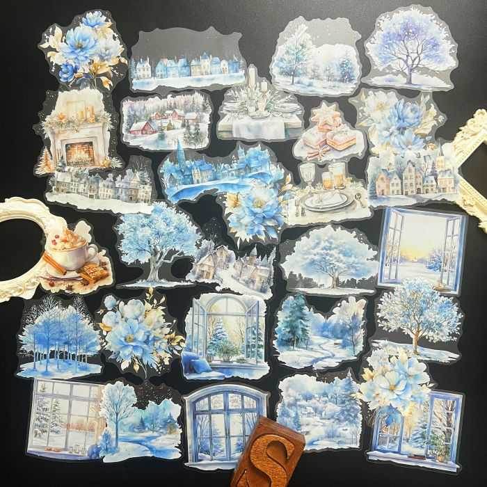 Snowy Village Charm Sticker 30PCS