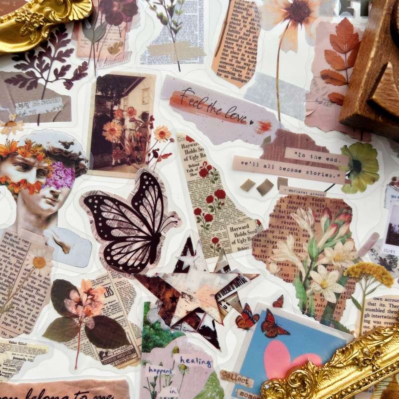 Old Print Sticker 50PCS