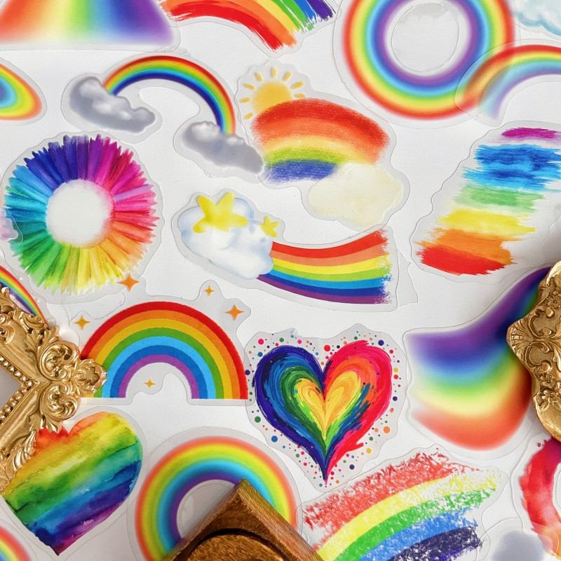Rainbow Glow Sticker 48PCS