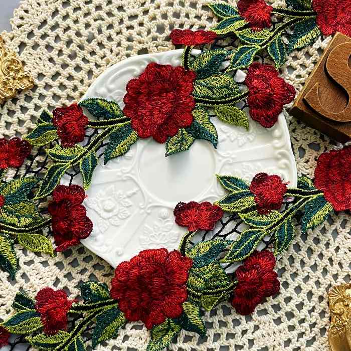 Rosetta Vine Embroidered Lace Trim