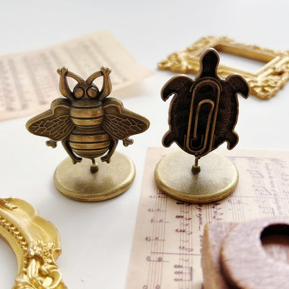 Vintage Brass Memo Clip Holder