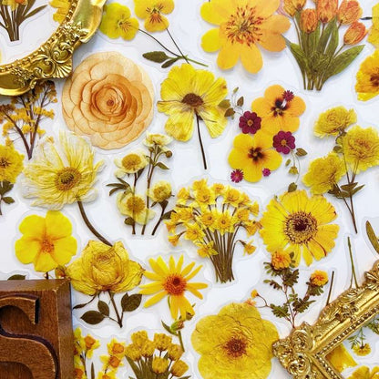 Soft Yellow Flowers Sticker 50PCS