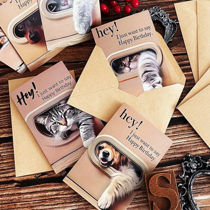 Peekaboo Birthday Card Set 6 Cards & 6 Envelopes