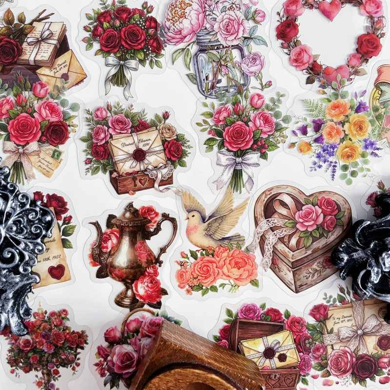 Retro Rose Sticker 50PCS