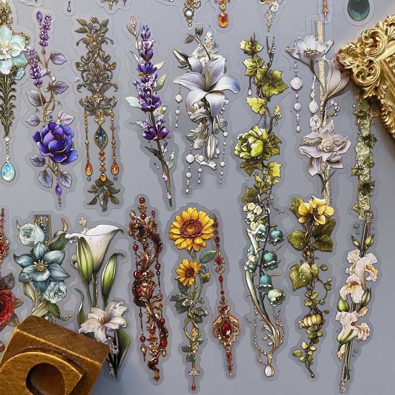 Floral Bead Qrnaments Sticker 60PCS