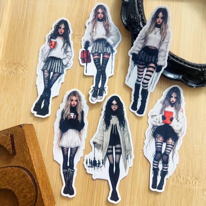 Gothic Cool Girl Sticker 12PCS