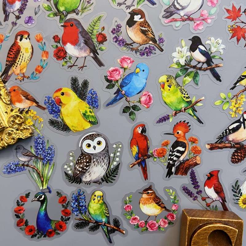 Painted Bird Sticker 56PCS