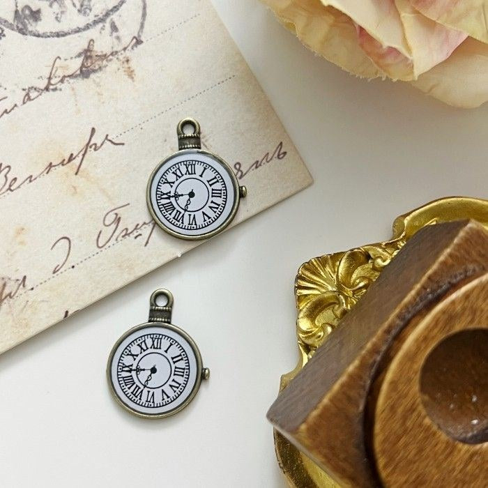 Dual-Tone Clock Charm 4PCS